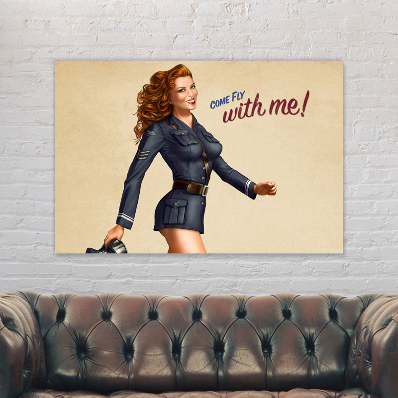 Come Fly With Me Pin Up Retro - Wrapped Canvas Print, 61cm H x 81cm W x 4cm D