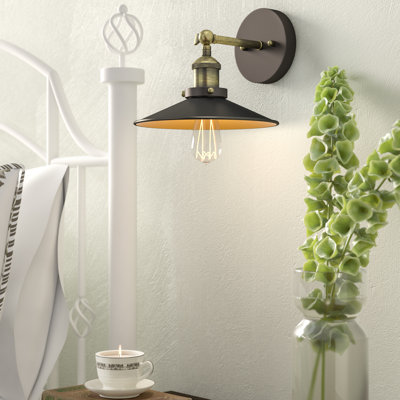  Butler Industrial-Style 1 Light Rubbed Bronze Wall Sconce 9" Wide