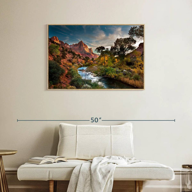 Paysage de Sion, Cadre flottant en bois naturel, 37 po x 25 po