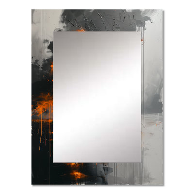 Grey Orange Winter Oil Offshore Plateform - Oil Rig Decorative Mirror, Traditional Large Wall Mirror, Printed Metal Art