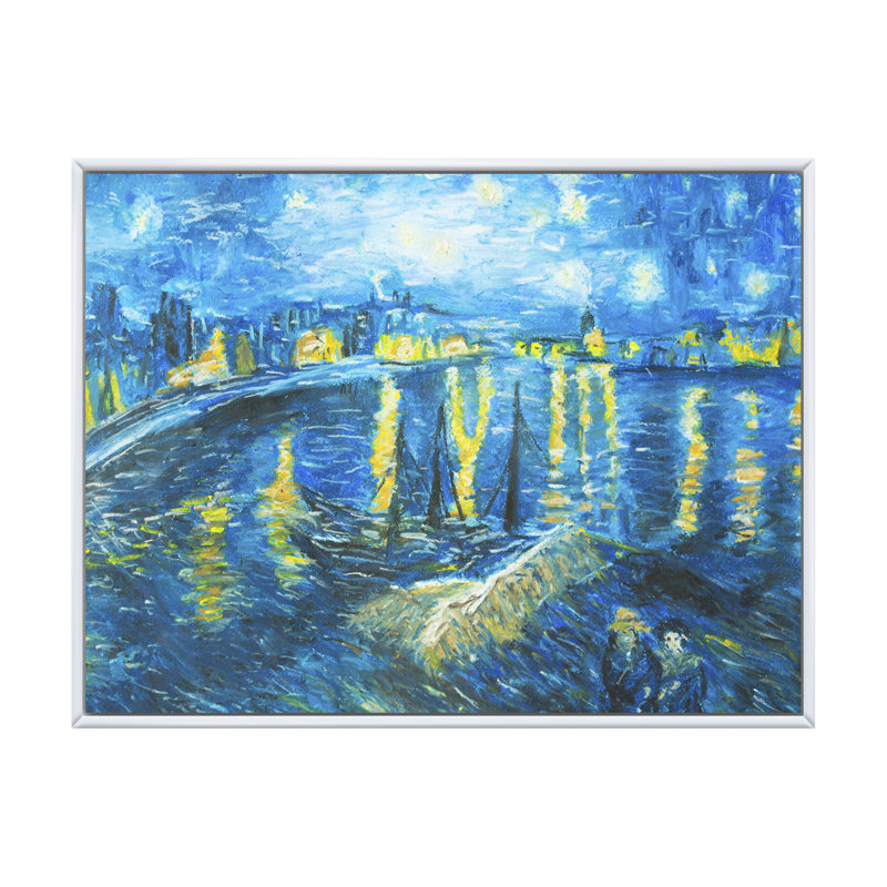 Van Gogh Style - peinture sur toile, H 8 po x l 12 po x P 1 po, Cadre flottant blanc