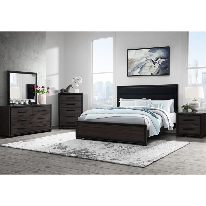 Table de chevet moderne à 2 tiroirs en bois massif + brun, 26,02 po Profondeur, 16,63 de largeur, 24,33 de hauteur brun avec un style carré spacieux, P x l H