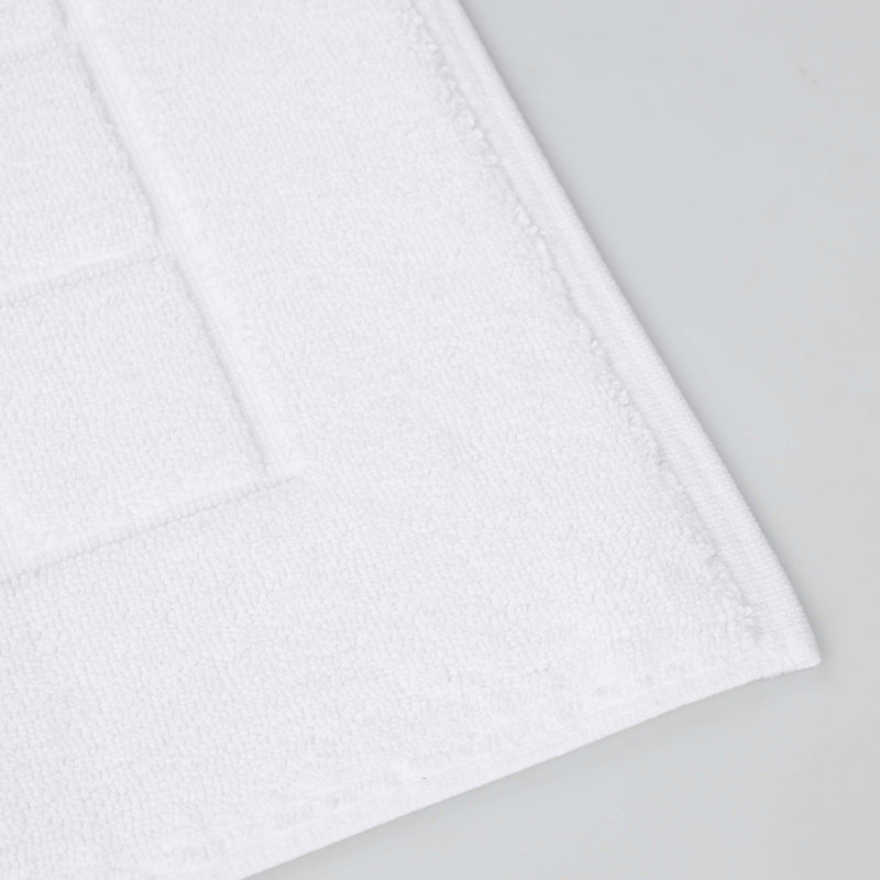 Nora White Cotton Checkered Absorbent Bath Mat Set of 2