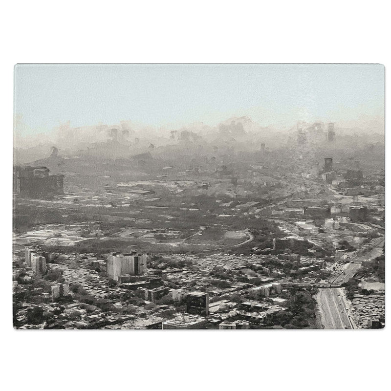 Tempered Glass Skyline in Mumbai India Chopping Board, 39 cm W x 28.5 cm L