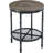 VINGLI Double Layer Triamine Plate Iron Side Table Round Three-Dimensional Wood Grain Brown Background With Black Pattern Black Background Silver Flower Spray