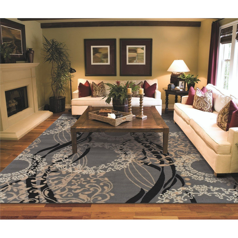 Tapis gris en laine Kirkbride, Rectangle 2 pi x 3 pi