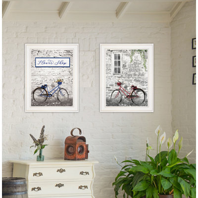 "Romantic Bicycles" 2-Piece Vignette by Lori Deiter