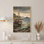 Art sur toile, bateau en bois orange gris sur une côte rocheuse près du phare-133464258