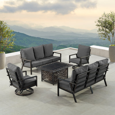 Freebourne 6 - Person Patio Conversation Set with Cushions