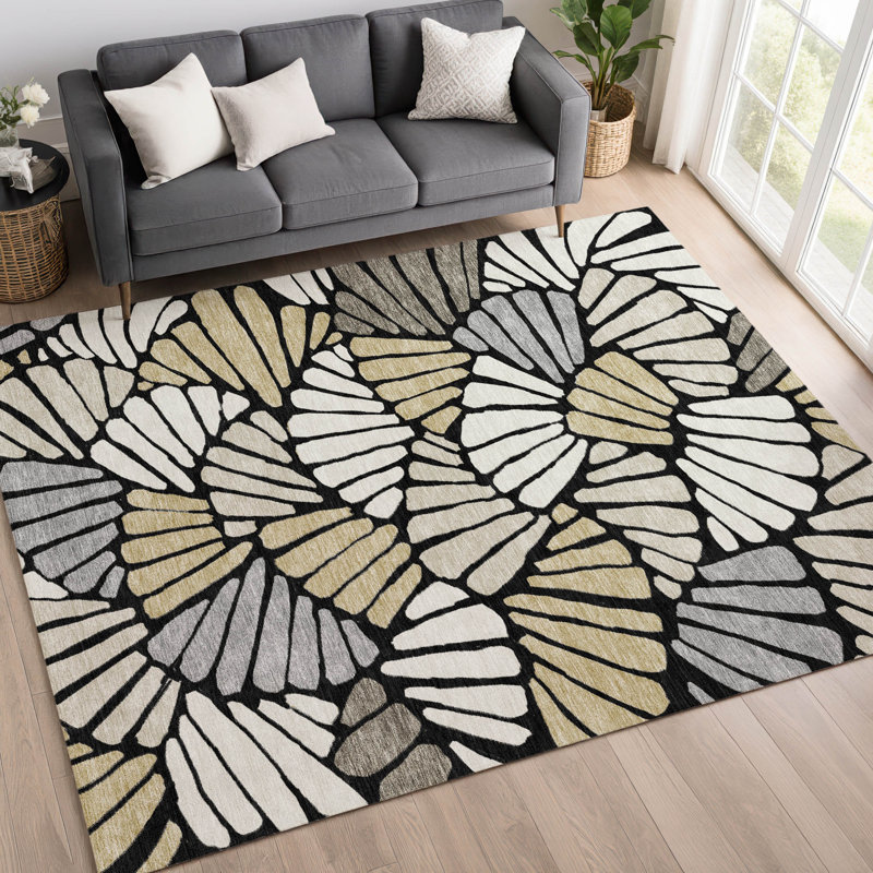 Tapis floral intérieur / extérieur lavable à la machine Chantille ACN2384, Rectangle 2 pi 6 po x 3 pi 10 po