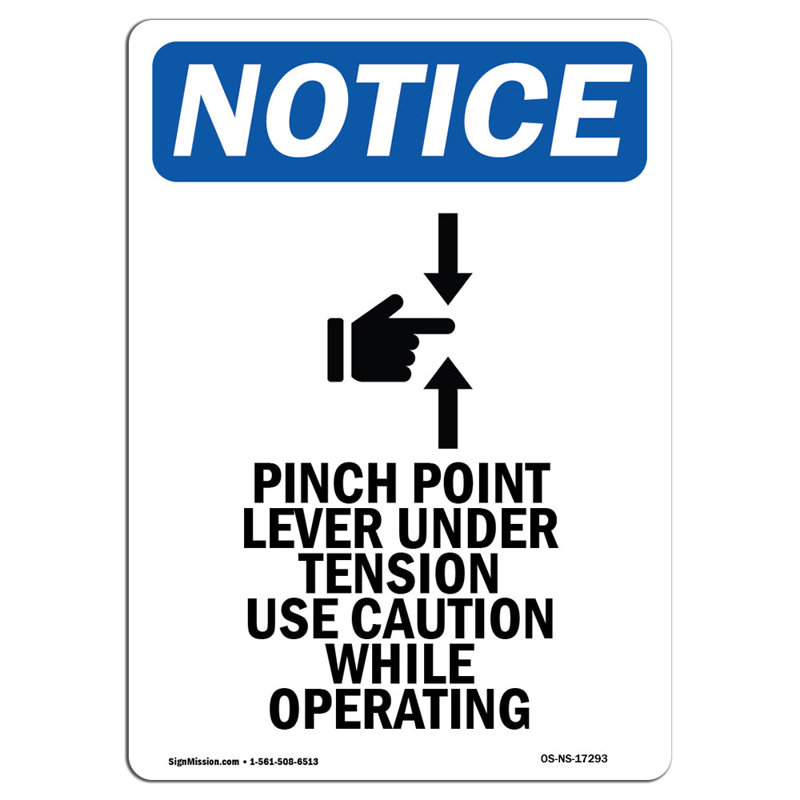 Enseigne de levier avec symbole Pinch Point