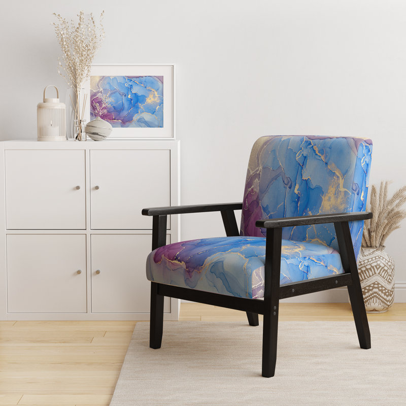 Fauteuil d'appoint rembourré abstrait «Ikee - Blue & Pink Marble Art»