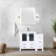 Meuble-lavabo pour salle de bain 42 po Blanc, armoire latérale, plateau en céramique, robinet, miroir 28 teintes et blanc durable avec structure