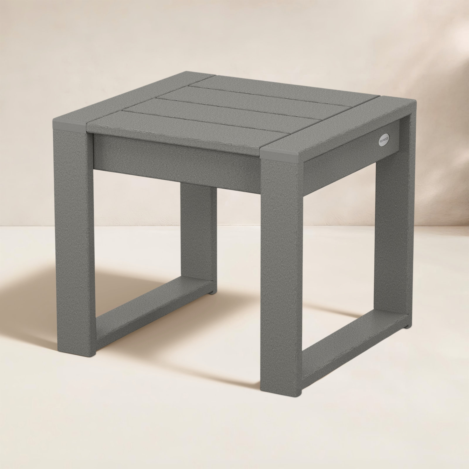POLYWOOD® Edge 20" Patio Side Table, 17.5"H x 20"W x 20"L, Gray