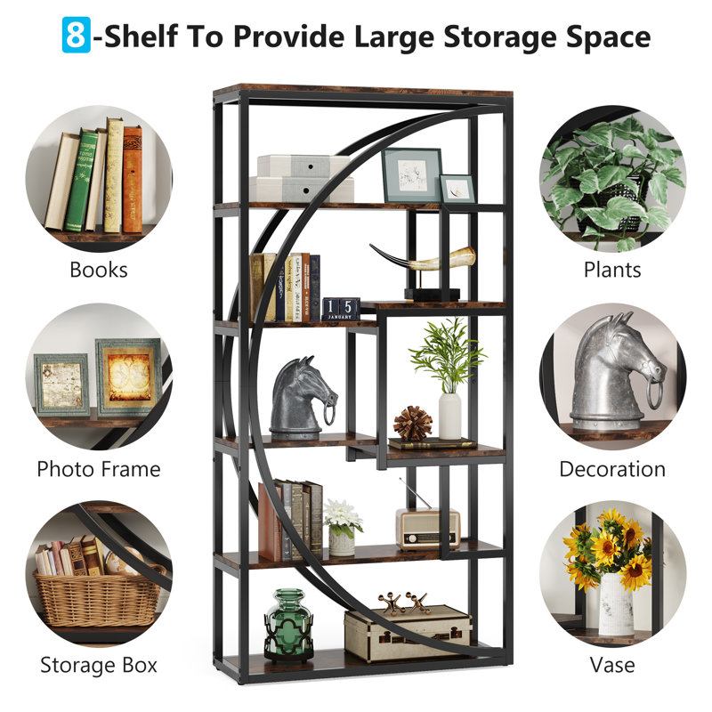 5-Tier Tall Bookcase Set of 2 | Industrial Style