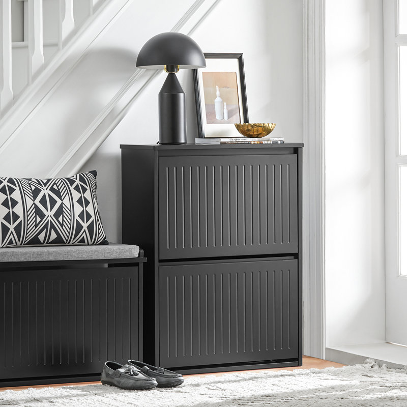 Shoe Storage Cabinet, Black, 2