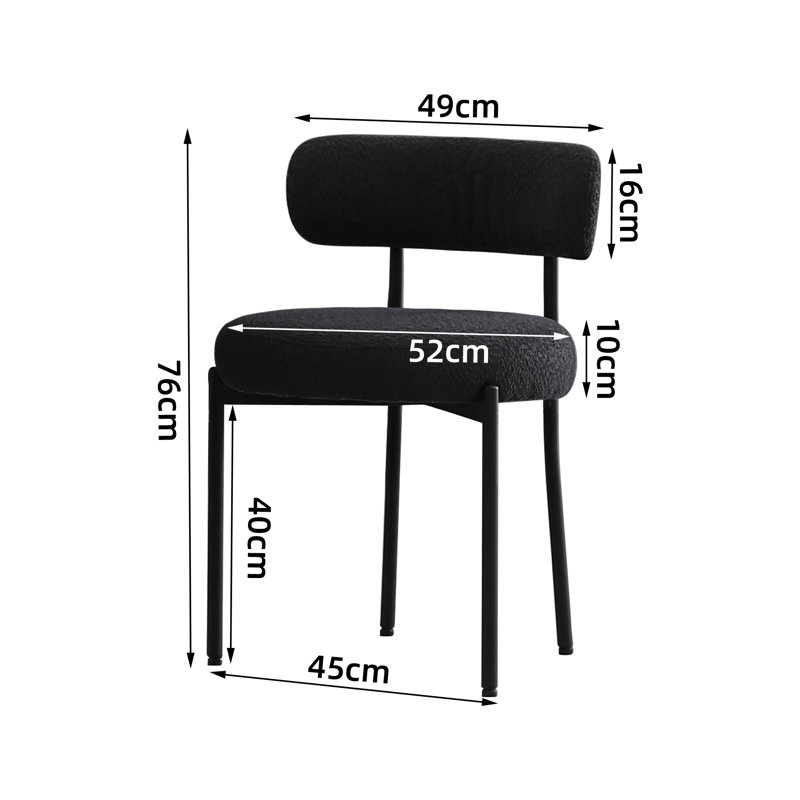 Nattalee 75.95cm H Upholstered Metal Side Chair, Black