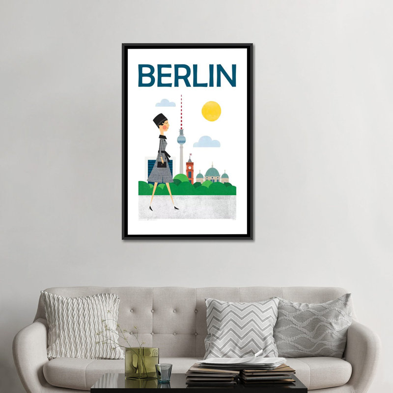 «Berlin», impression sur toile tendue, Toile avec cadre noir, H 48 po x l 32 po x P 1,5 po
