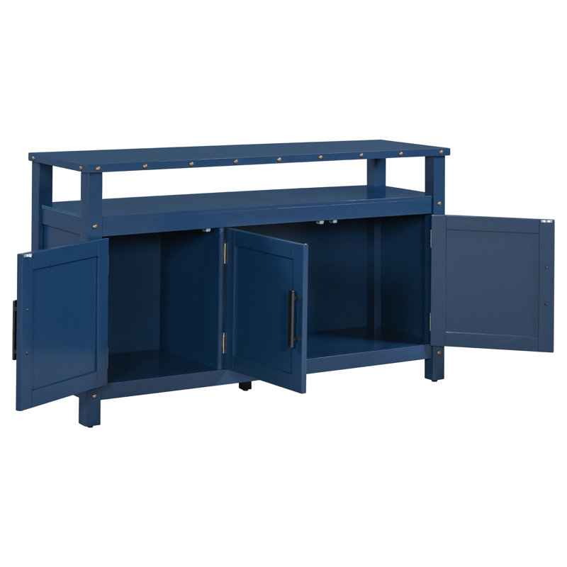 Buffet de rangement 55 po Modern, Buffet de rangement moderne bleu en bois 55 "