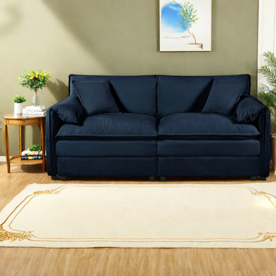 Modern Chenille Sectional Sofas, Spacious L-shaped Couch With Ottoman For Living Room