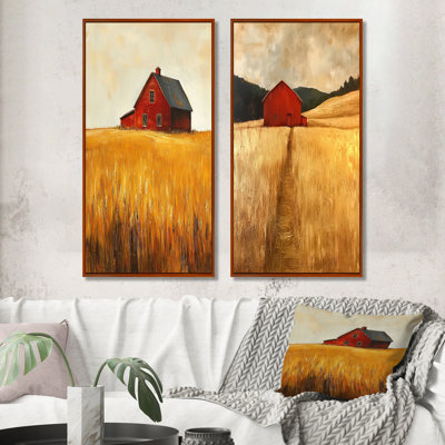 "Countryside Golden Fields" par The Farmhouse I - Collection d'art sur toile 2 panneaux