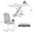 Lenorris 63'' L Imitation Marble Cross Leg Frame Silver Metal Base Dining Table Set-1636777546