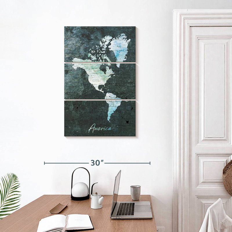 Carte du Continent américain Aliaz, H 32 po x l 20 po
