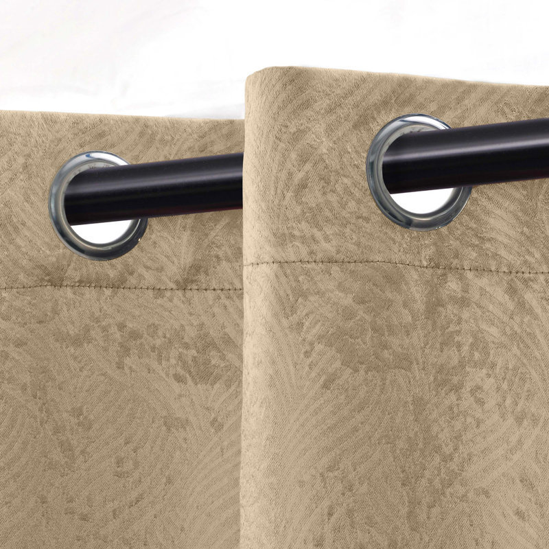 Vedder Geometric Room Darkening Thermal Curtain Panels, 52" W x 84" L, Tan