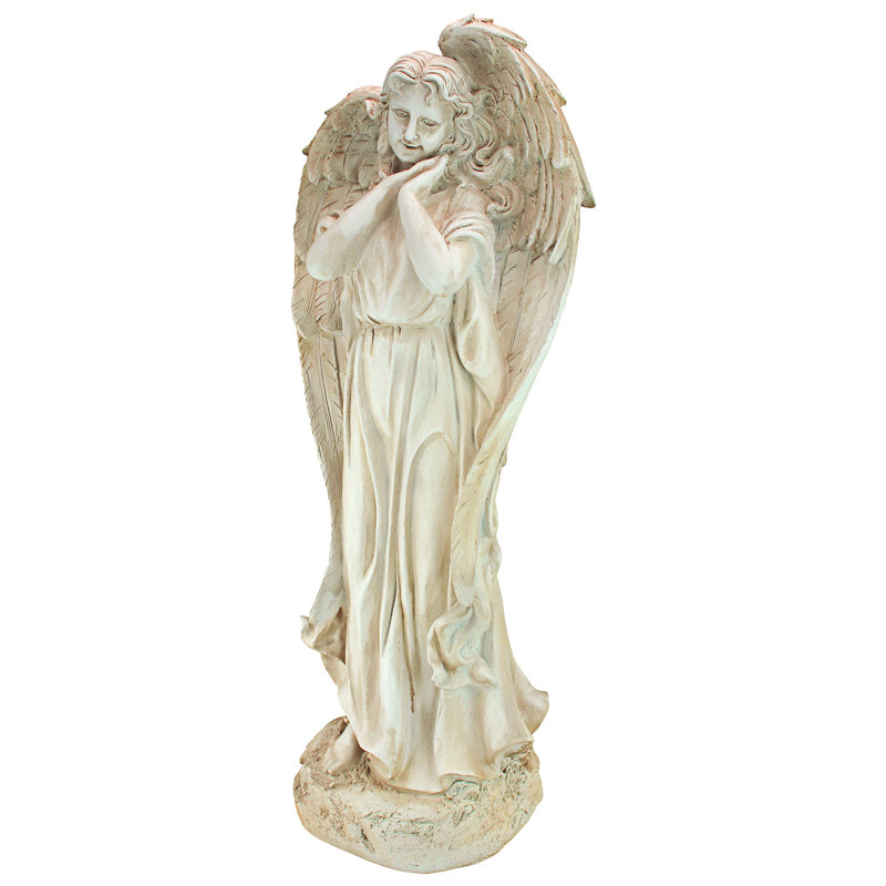 32.5-Inch Antique Stone Finish Angel Garden Statue