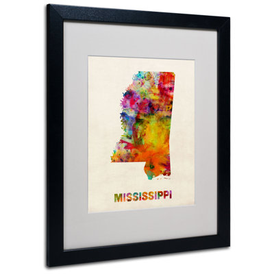 "mississippi map" par michael thompsett, impression encadrée