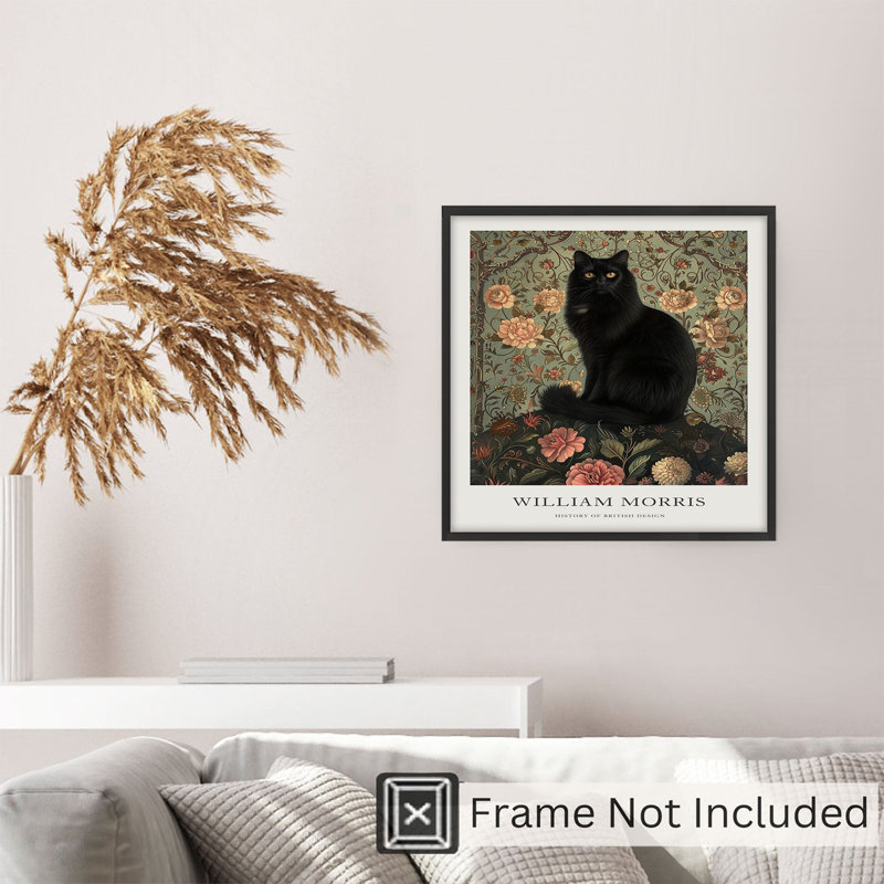 Animaux, animaux, William Morris, chat noir II, reproduction d'art sans cadre, H 18 po x l 18 po