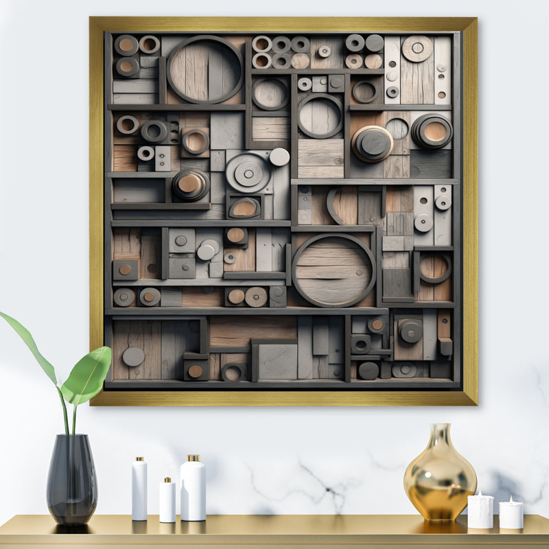 Cubic Geometric Dreams III sur impression sur toile, H 24 po x l 24 po x P 1 po, Cadre doré à une seule photo