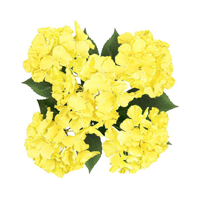 Bouquet de tiges de fleurs d'hortensia artificielles, Jaune