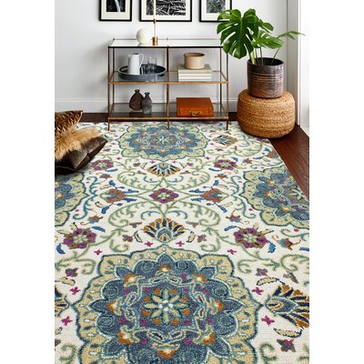 Bungalow Rose Dylnn Wool Floral Rug & Reviews | Wayfair