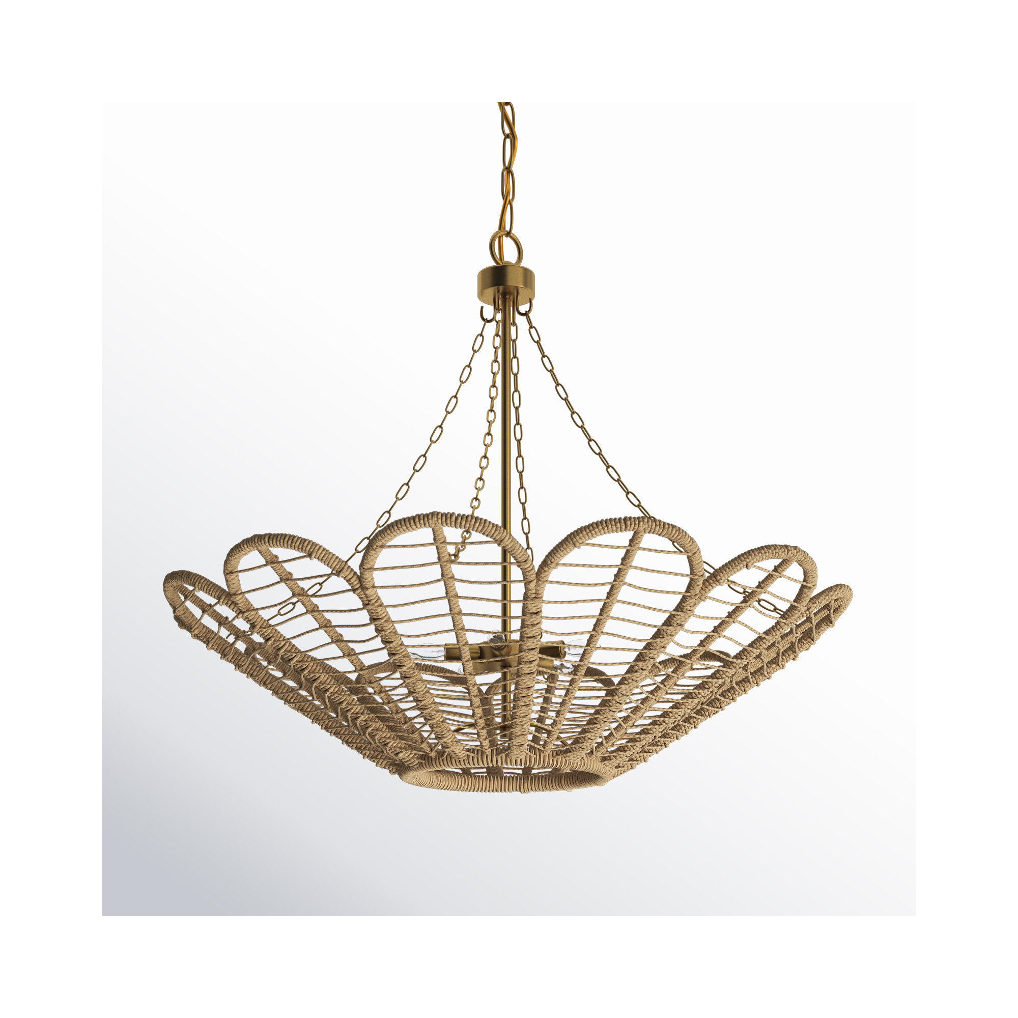Joslyn 5-Light Chandeliers In Warm Brass And Rope
