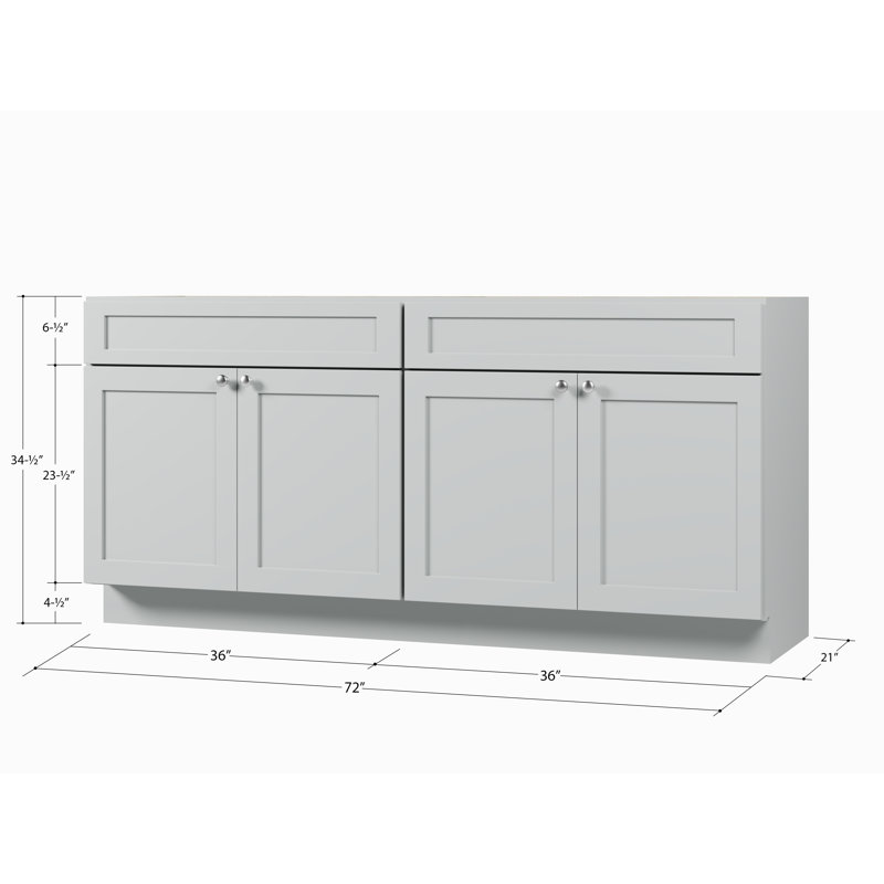 Disar 72" Double Bathroom Vanity Base Only, Gray