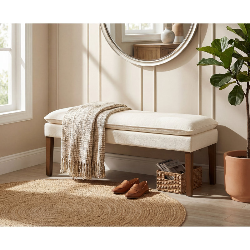 Storage Bench, Chenille-White