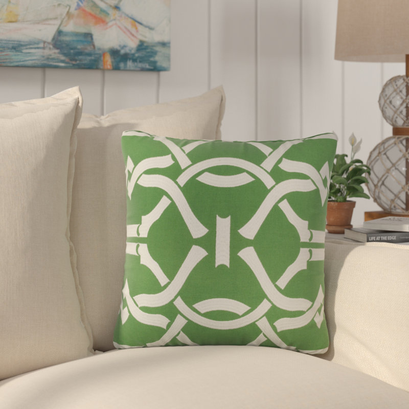 Coussin en coton Southlake, Vert blanc