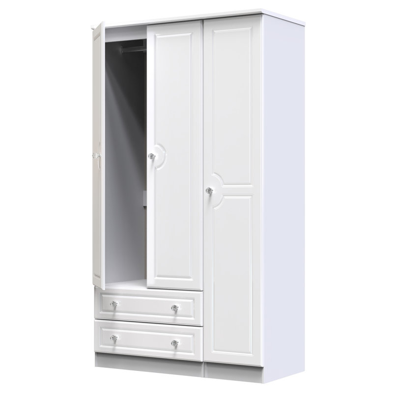 Conover Triple 2 Drawer Wardrobe, White Gloss/White