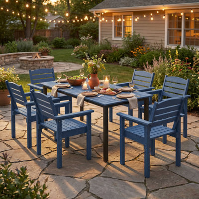 Yoko 6 - Person Patio Outdoor Dining Set with Arm Chairs by Arlmont & Co.