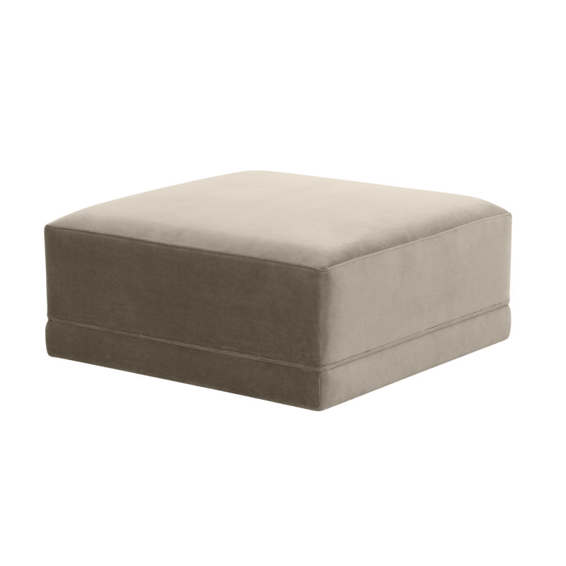 Repose-pieds carré en velours Deirdre, Velours taupe