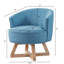 Siège pivotant bleu 360 °, tissu en lin doux, base en bois stable pour chaise de maison en lin, bleu, chambre à coucher avec cadre solide et bureau-899630394
