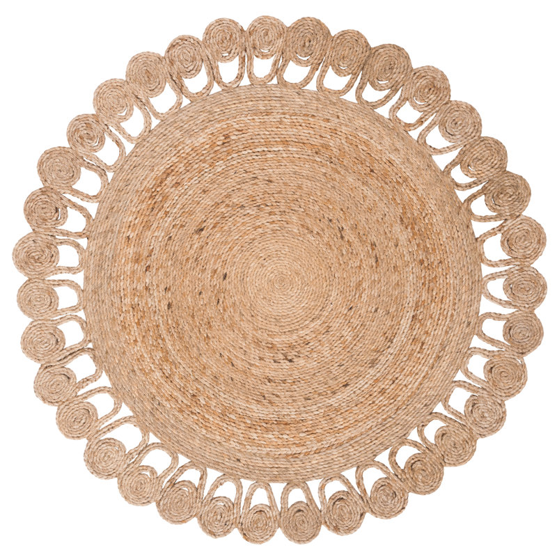 Salacia Natural Fiber Hand Woven Jute Solid Color Rug, Round 3'