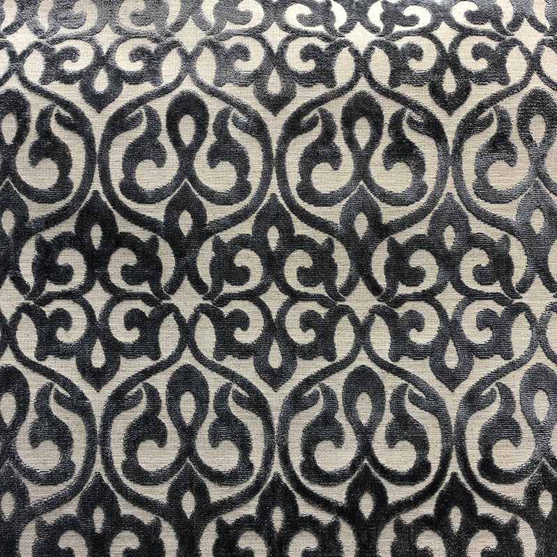 Georgia Fabric | Damask Cut Velvet Fabric | Color Gray, Gray