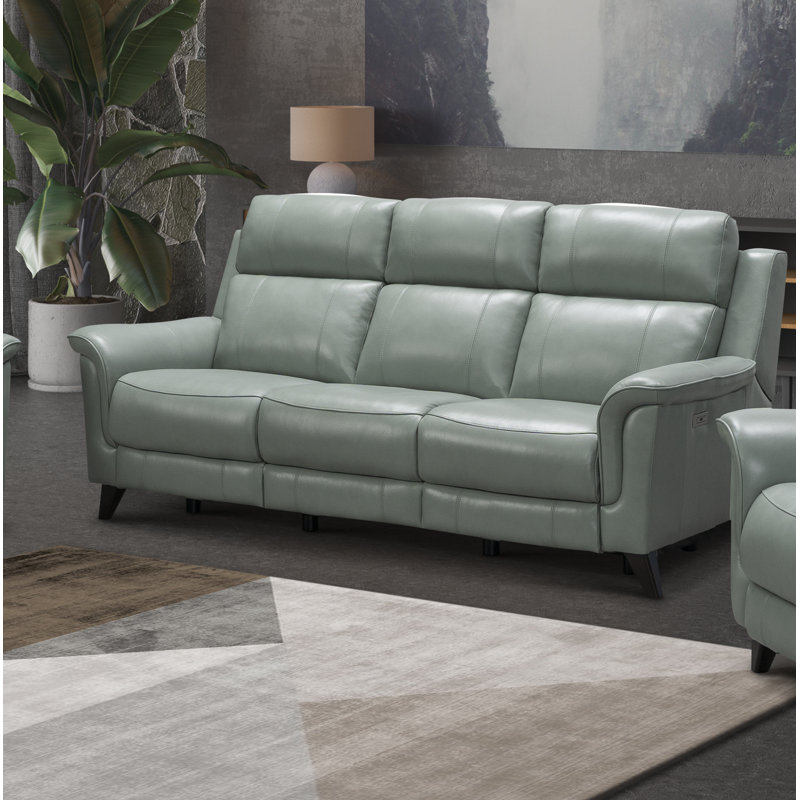 Neabsco Upholstered 84.3'' Reclining Sofa, Lorenzo Mint Leather Match
