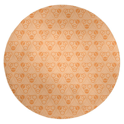 Tapis jaune avec cercles monochrome et vagues
