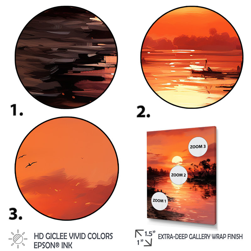 «Island Sunrise Serenity I» - art mural bord de mer tropical, Toile tendue, H 32 po x l 16 po x P 1 po