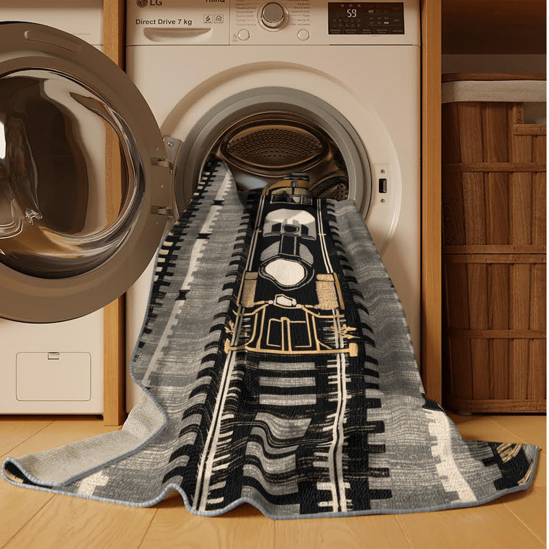Machine Washable Transportation Gray Area Rug, Rectangulaire 3 pi x 5 pi