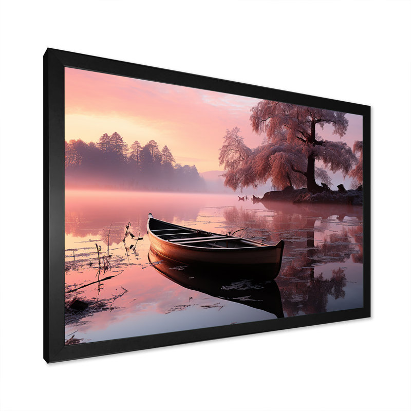 «Majestic Sunrise Over The Lake II», reproduction sur toile, H 30 po x l 40 po x P 1,5 po, Cadre photo noir
