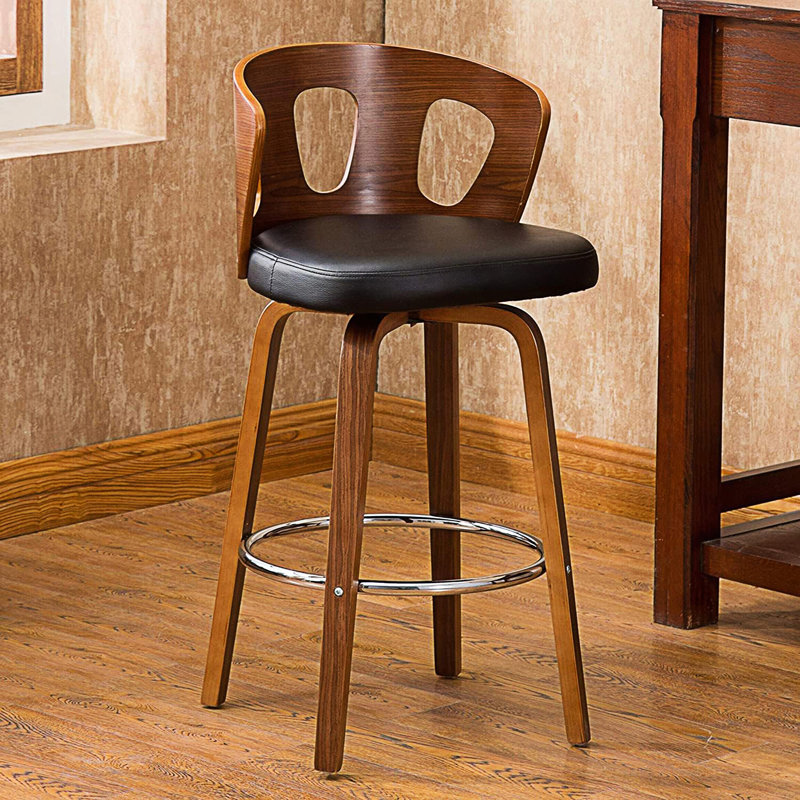 Tabouret de bar pivotant en similicuir Mid-Century